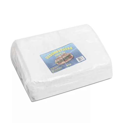 300×400 miliméteres PE tasak, 100 tasak/hajtás, 8mic.