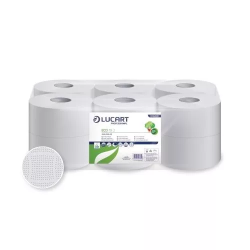 Lucart Eco 19 J, fehér toalettpapír, 19cm-es, 2r., 120m/tek., 12tek./zsugor