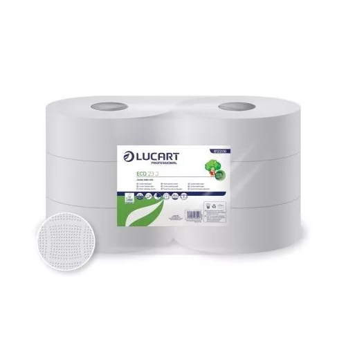 Lucart Eco 23 J, fehér toalettpapír, 23cm-es, 2r.,165m/tek., 6tek./zsugor