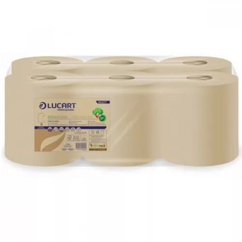 Lucart EcoNatural L-One Maxi 450 tekercses törlő, 2rétegű, havana, 450lap/tek., 6tek./zsugor