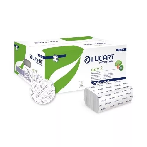 Lucart Eco V2 hajtott kéztörlő, 2r., fehér, 190lap/cs., 20cs/krt.