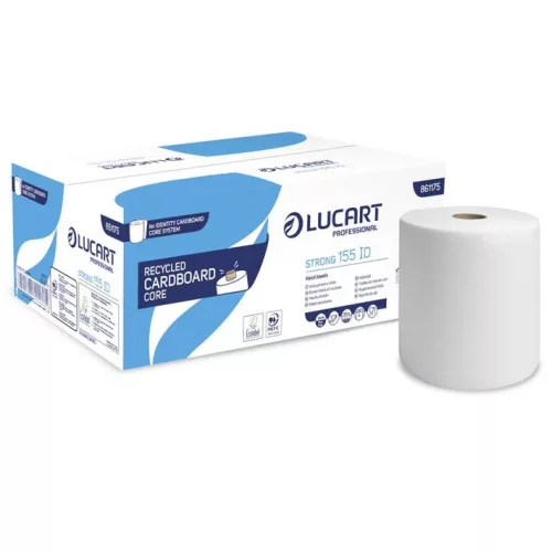 Lucart Strong 155 ID Cardboard Core, tekercses kéztörlő, 2r., cell., 155m/tek.,6tek./kart.