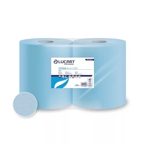 Lucart Strong Blue 3.500 ipari törlő, 3r., kék, 500lap/tek., 2tek./zsugor